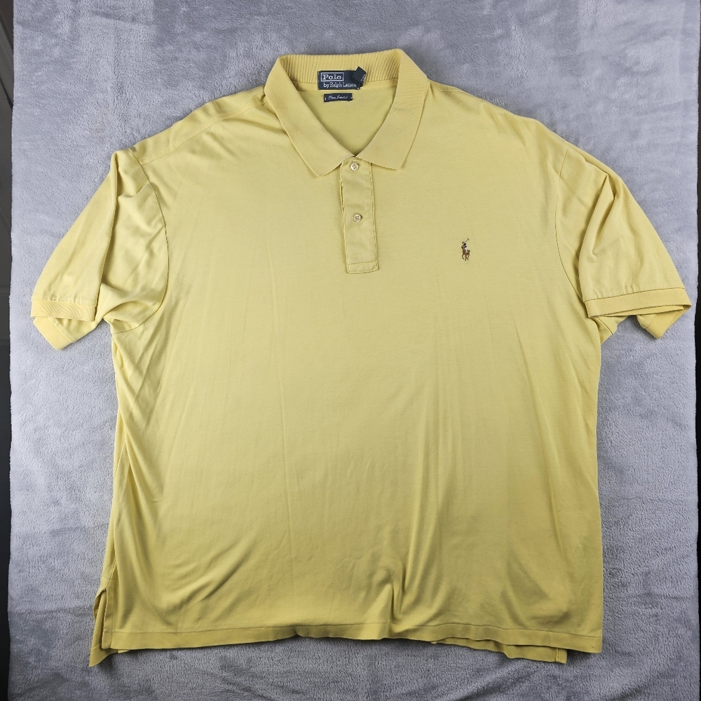 Ralph Lauren Polo Pima Cotton Short Sleeve Mens Size 3XB Yellow Flesh pony
